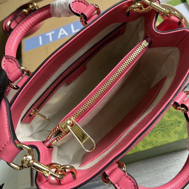 2023 GG original matelasse leather mini top handle bag 728309 hot pink
