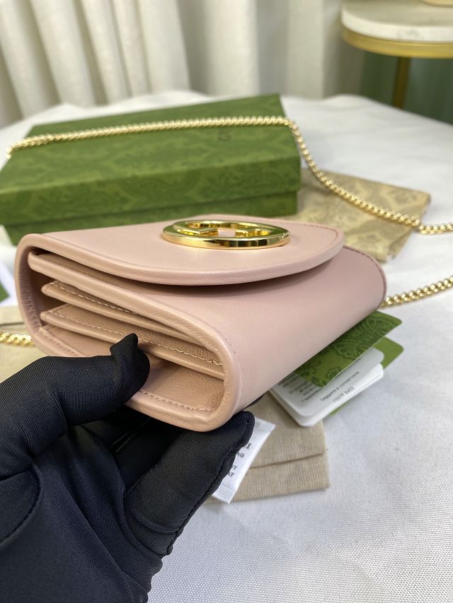 GG original calfskin blondie chain wallet 725219 pink