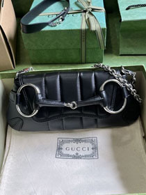 GG original calfskin horsebit chain small shoulder bag 764339 black