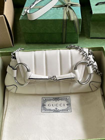 GG original calfskin horsebit chain small shoulder bag 764339 white