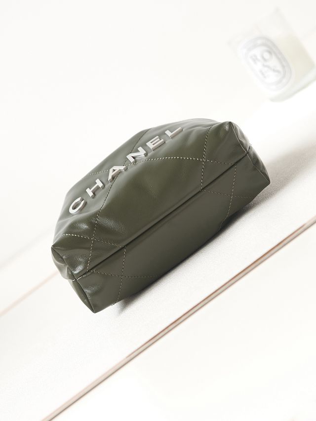 2024 CC original calfskin 22 mini handbag AS3980 olive green