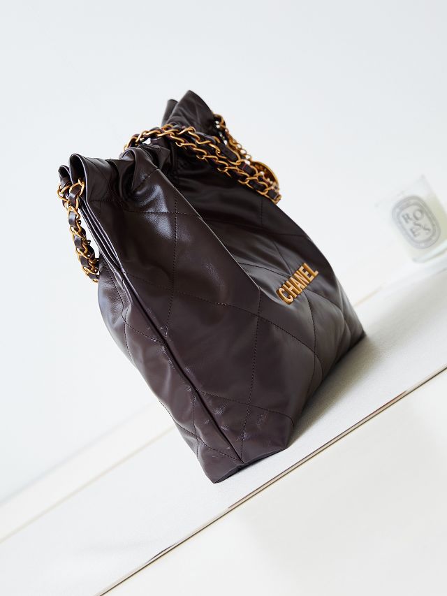 2024 CC original calfskin 22 small handbag AS3260 dark brown