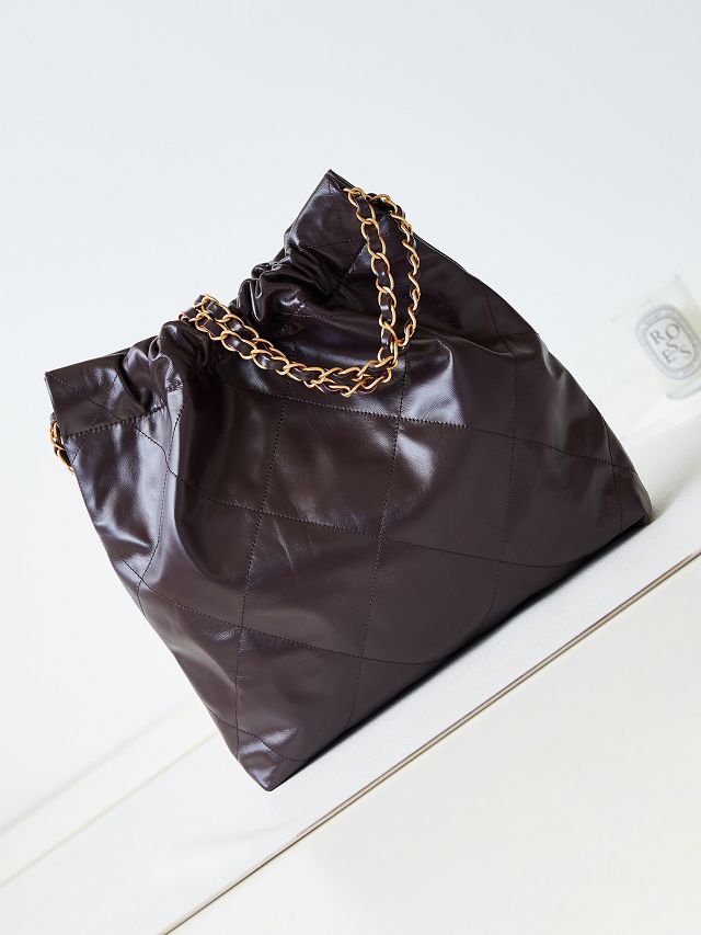 2024 CC original calfskin 22 small handbag AS3260 dark brown