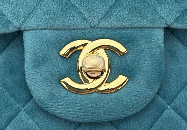 CC original velvet medium flap bag A01112 blue