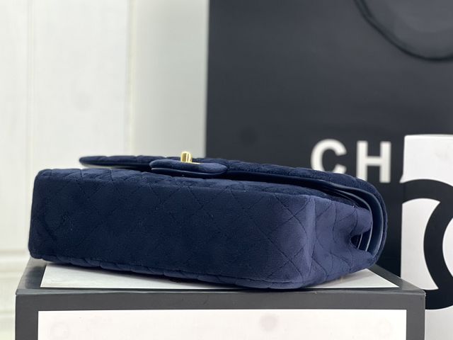 CC original velvet medium flap bag A01112 navy blue