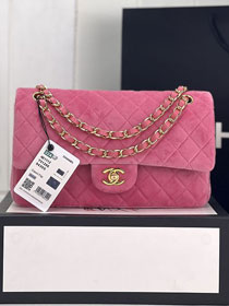 CC original velvet medium flap bag A01112 pink