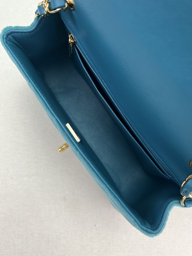 CC original velvet mini flap bag A69900 blue