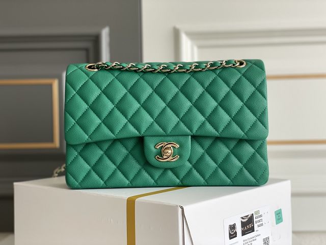 CC original grained calfskin medium flap bag A01112 green