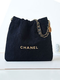 2024 CC original cashmere jacquard 22 small handbag AS3260 black