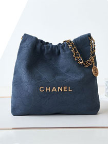 2024 CC original cashmere jacquard 22 small handbag AS3260 blue