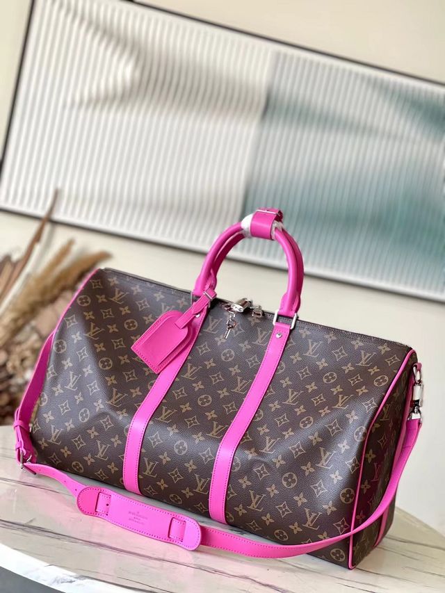 Louis vuitton original monogram canvas keepall 50 M46773 rose red