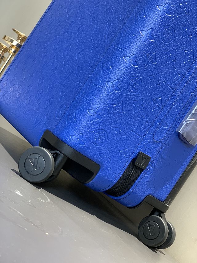 Louis vuitton original calfskin horizon 55 rolling luggage M46115 blue