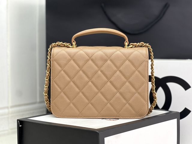 2024 CC original grained calfskin small flap bag AS4286 apricot