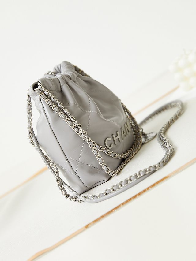 2024 CC original calfskin 22 mini handbag AS3980 light grey