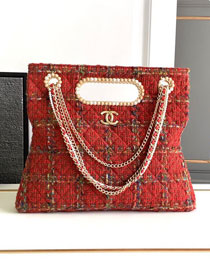 2024 CC original tweed 31 medium shopping bag AS4222 red