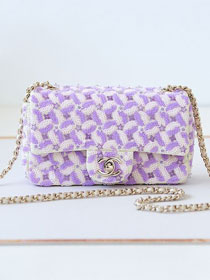 CC original sequins medium flap bag AS3965 purple