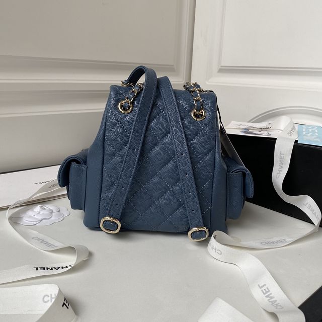 CC original grained calfskin small backpack AS4399 dark blue