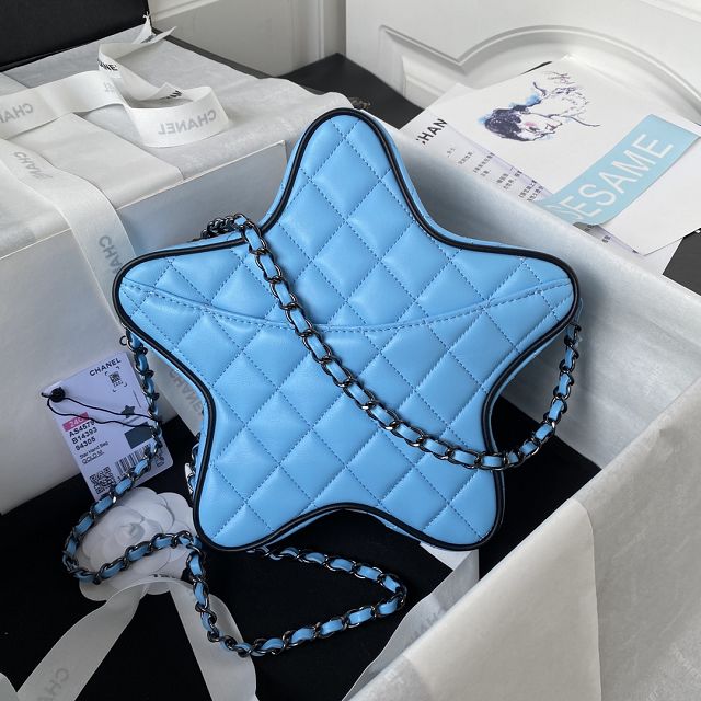 2024 CC original lambskin star handbag AS4579 blue