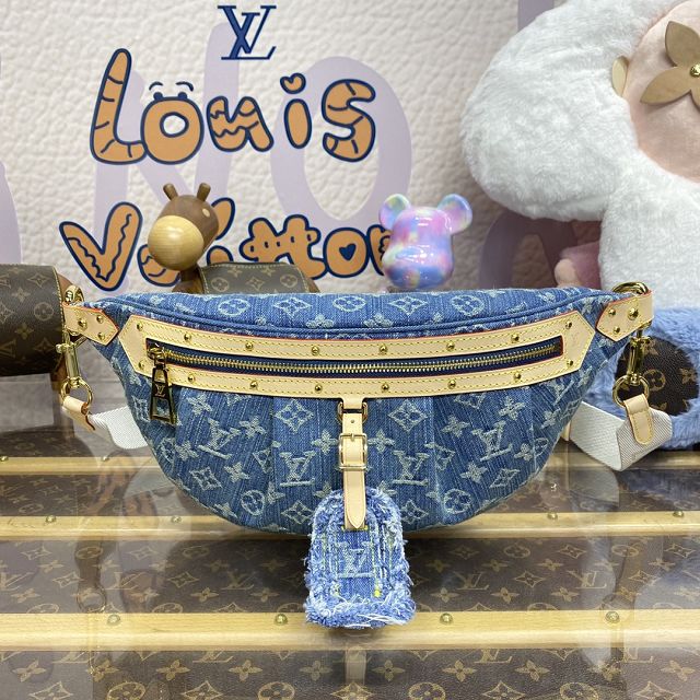 2024 Louis vuitton original denim bumbag M46837 blue