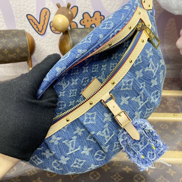 2024 Louis vuitton original denim bumbag M46837 blue