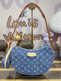 2024 Louis vuitton original denim croissant MM handbag M46856 blue