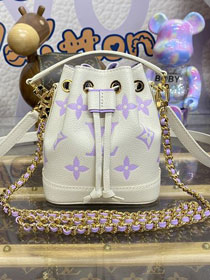 Louis vuitton original calfskin nano noe handbag M82933 white&purple