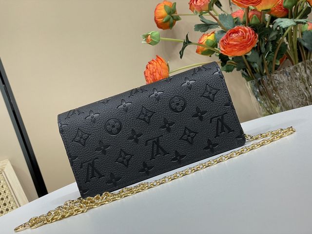 Louis vuitton original calfskin wallet on chain lily M82509 black