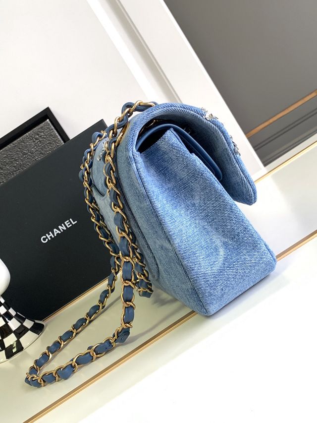 CC original denim small flap bag A01113 blue