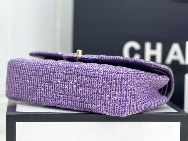 CC original tweed medium flap bag A01112 purple