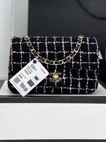CC original tweed mini flap bag A69900 black&pink