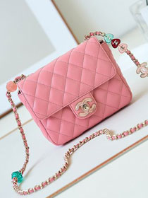 2024 CC original lambskin mini flap bag AS3782 pink