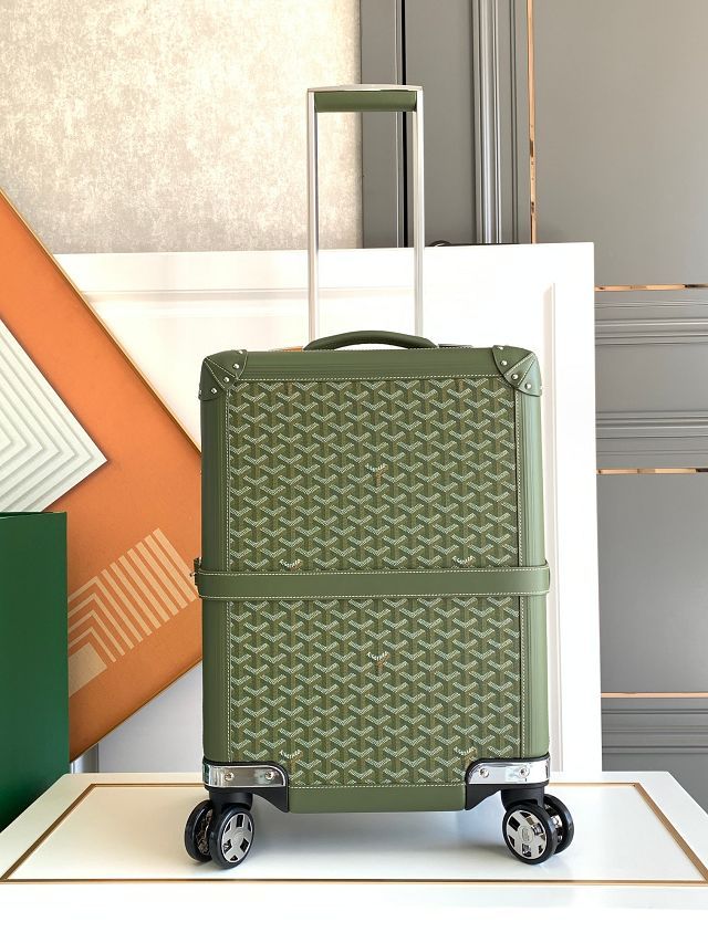 Goyard handmade original canvas&calfskin bourget trolley case GY0033 khaki green