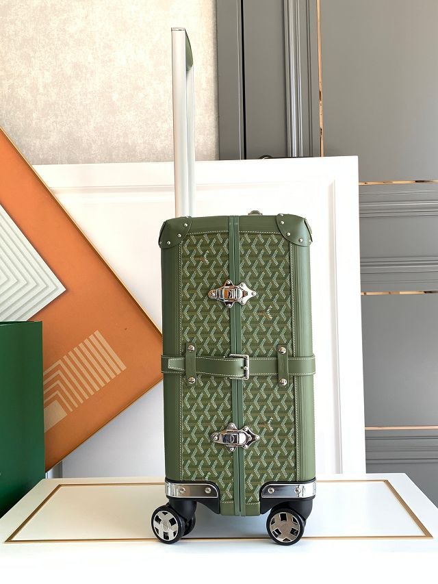 Goyard handmade original canvas&calfskin bourget trolley case GY0033 khaki green