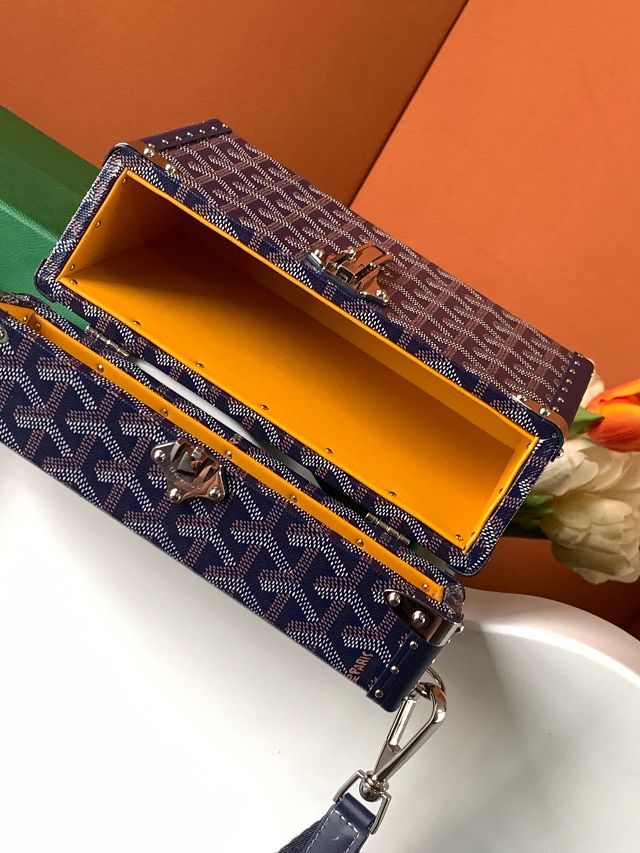 Goyard original canvas cassette trunk bag GY0102 navy blue