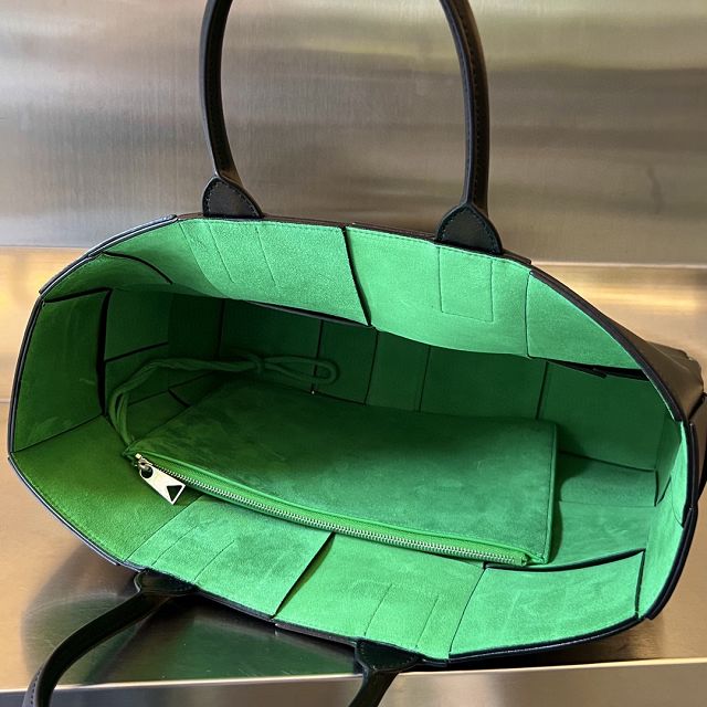 BV original calfskin medium arco tote bag 729244 black&green