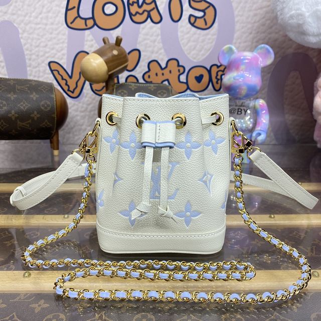 Louis vuitton original calfskin nano noe handbag M82933 white&blue