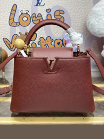 Louis vuitton original calfskin capucines BB handbag M21103 burgundy