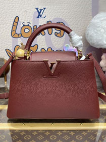 Louis vuitton original calfskin capucines mm handbag M59516 burgundy