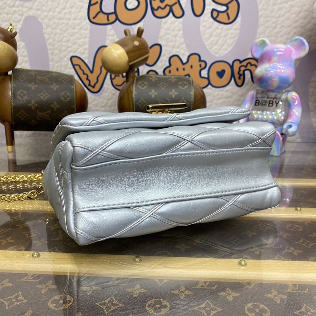 Louis vuitton original lambskin GO-14 medium handbag M25107 silver