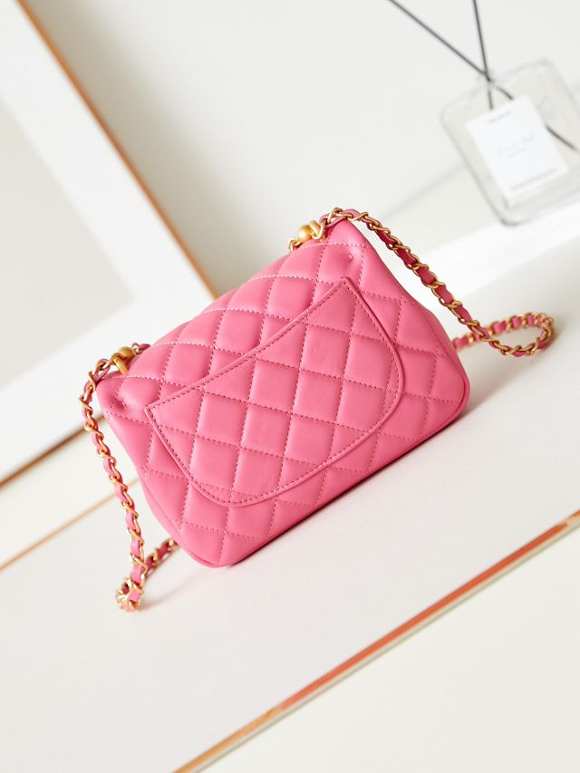2024 CC original iridescent lambskin mini flap bag AS4385 pink