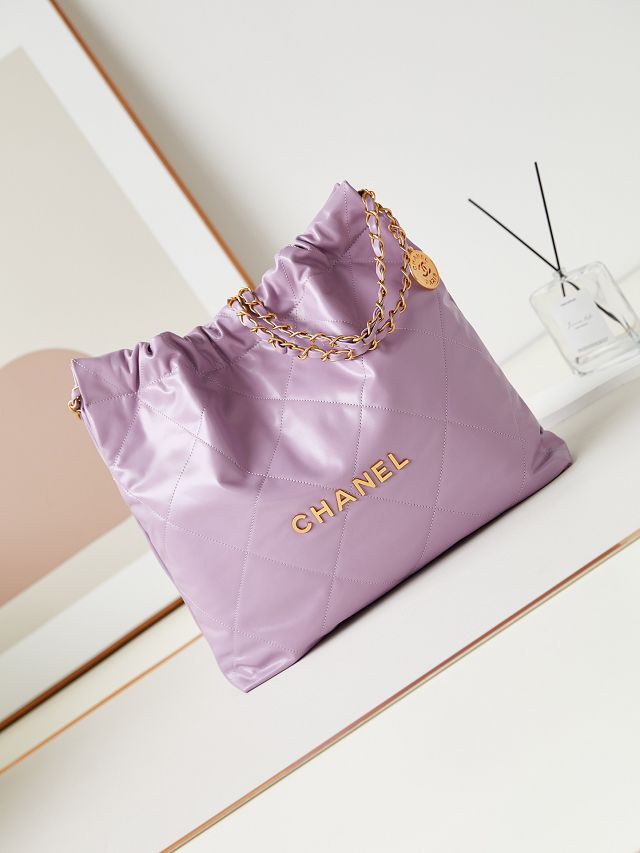 2024 CC original calfskin 22 medium handbag AS3261 light purple