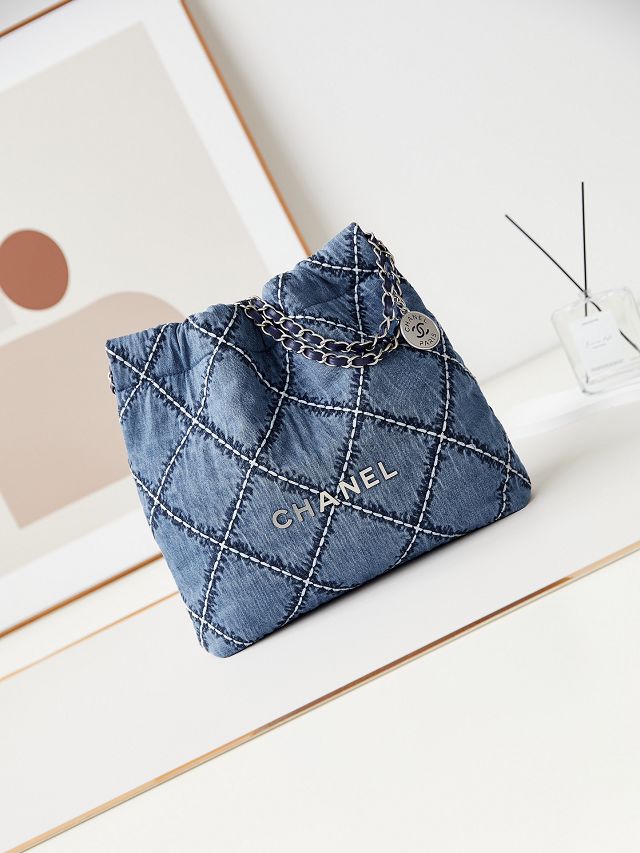 2024 CC original denim 22 small handbag AS3260 blue