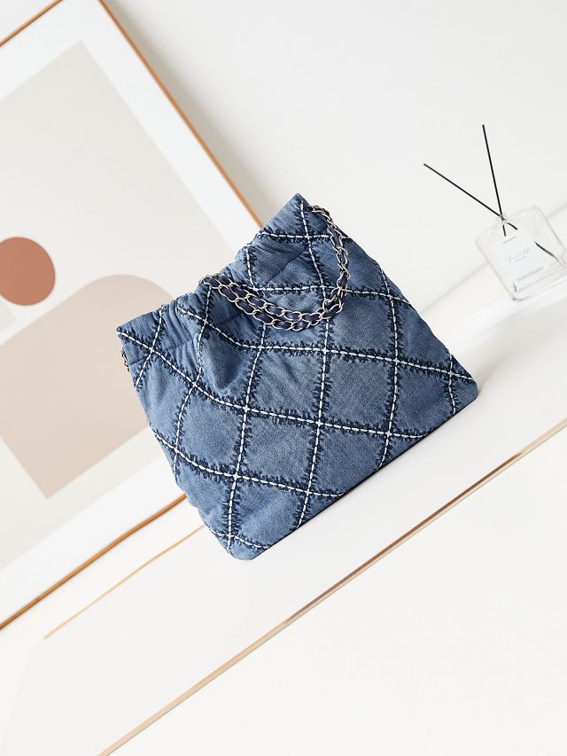 2024 CC original denim 22 small handbag AS3260 blue