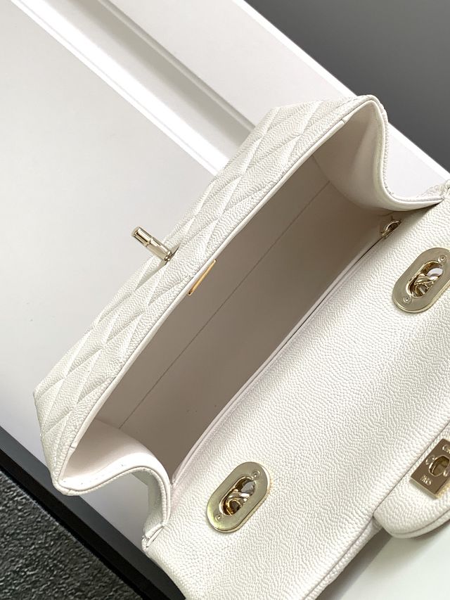 2024 CC original grained calfskin small top handle bag AS4711 white