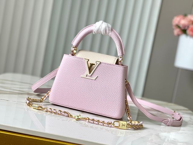 Louis vuitton original calfskin capucines mini handbag M23944 light pink
