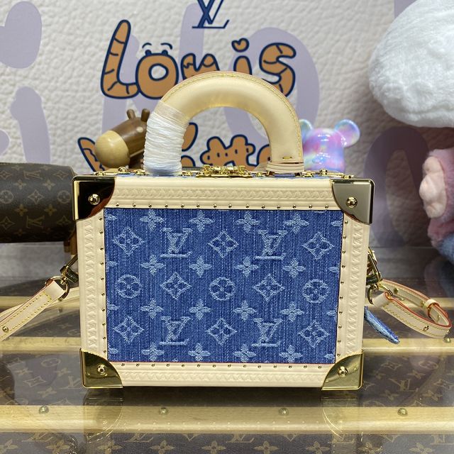 Louis vuitton original denim petite valise handbag M24161 blue