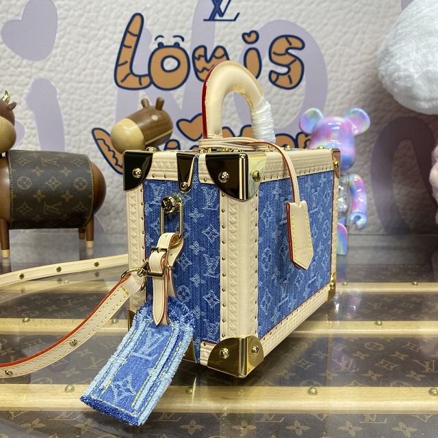 Louis vuitton original denim petite valise handbag M24161 blue