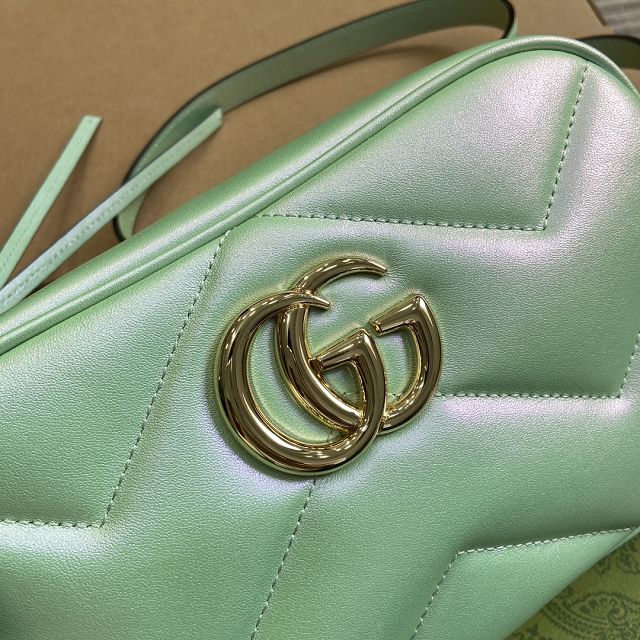 GG original iridescent calfskin small shoulder bag 447632 green