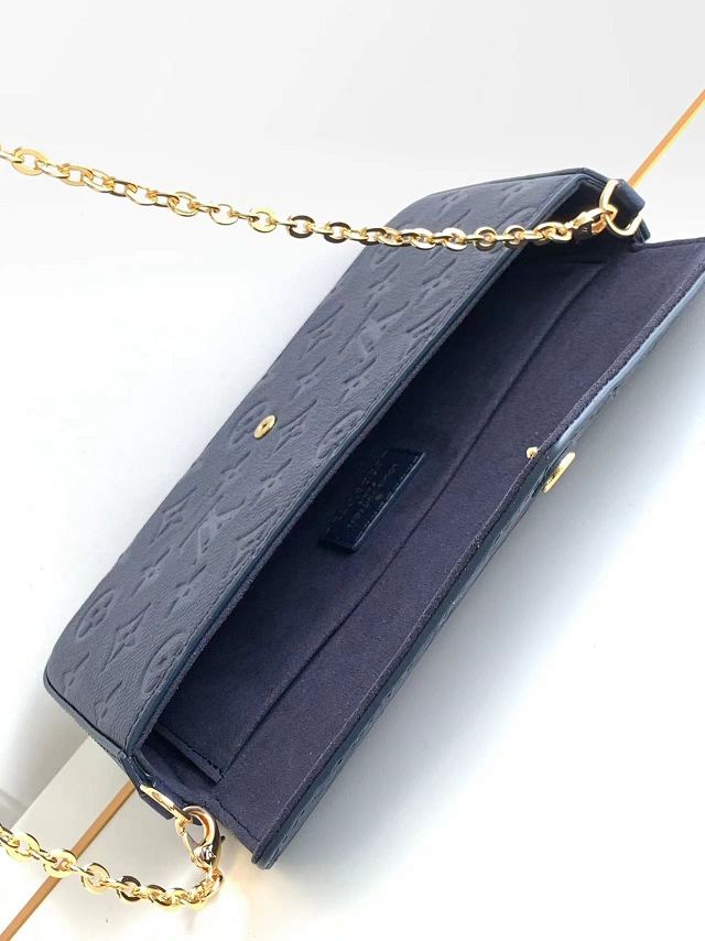 Louis vuitton original calfskin pochette felicie M64064 navy blue