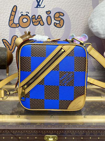 Louis vuitton original damier canvas chess messenger bag N40547 blue